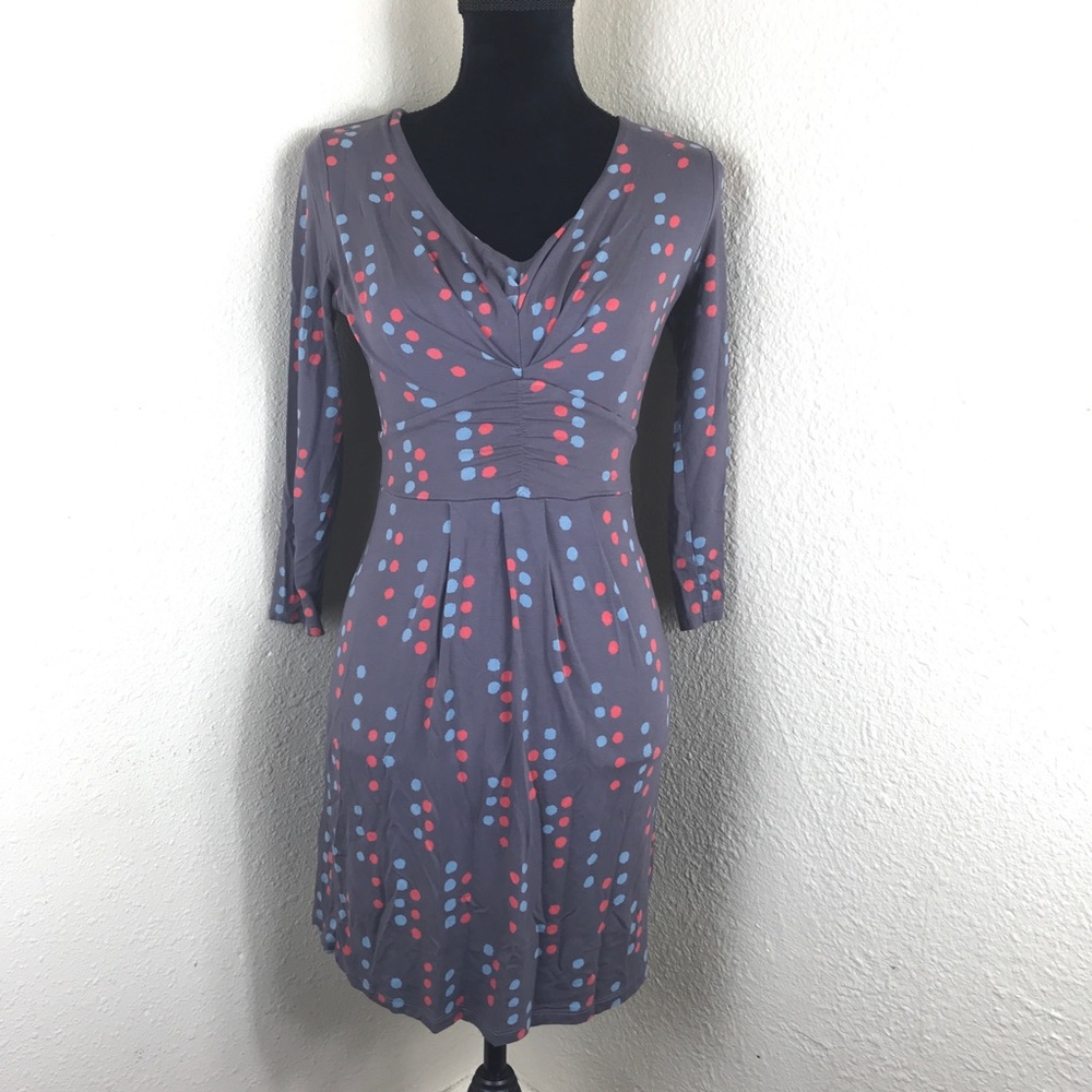 Boden Grey Polka Dot Gathered Band Tunic Sz 4